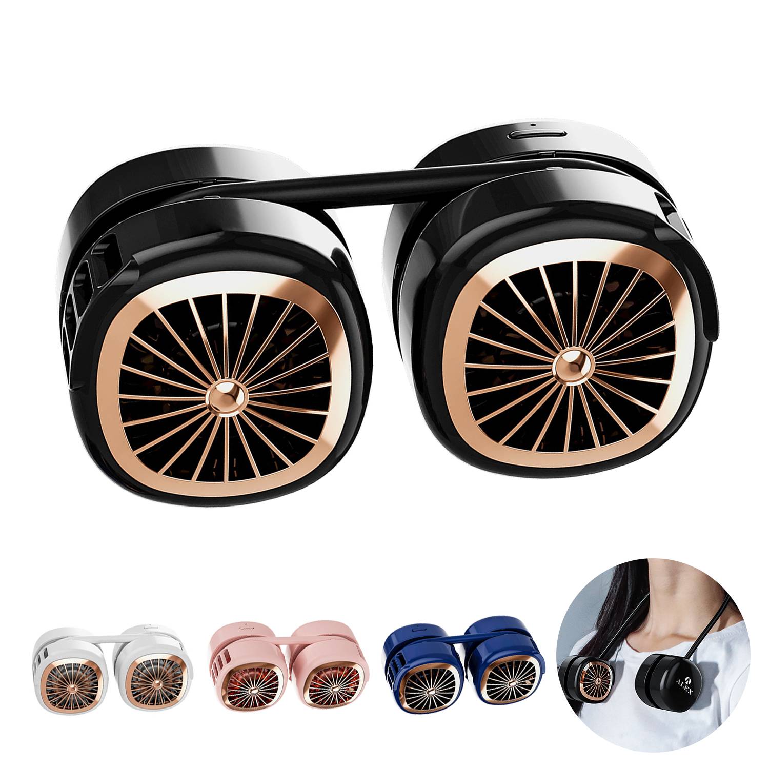 Rechargeable Folding Cooling Neck Electric Mini Fan 2
