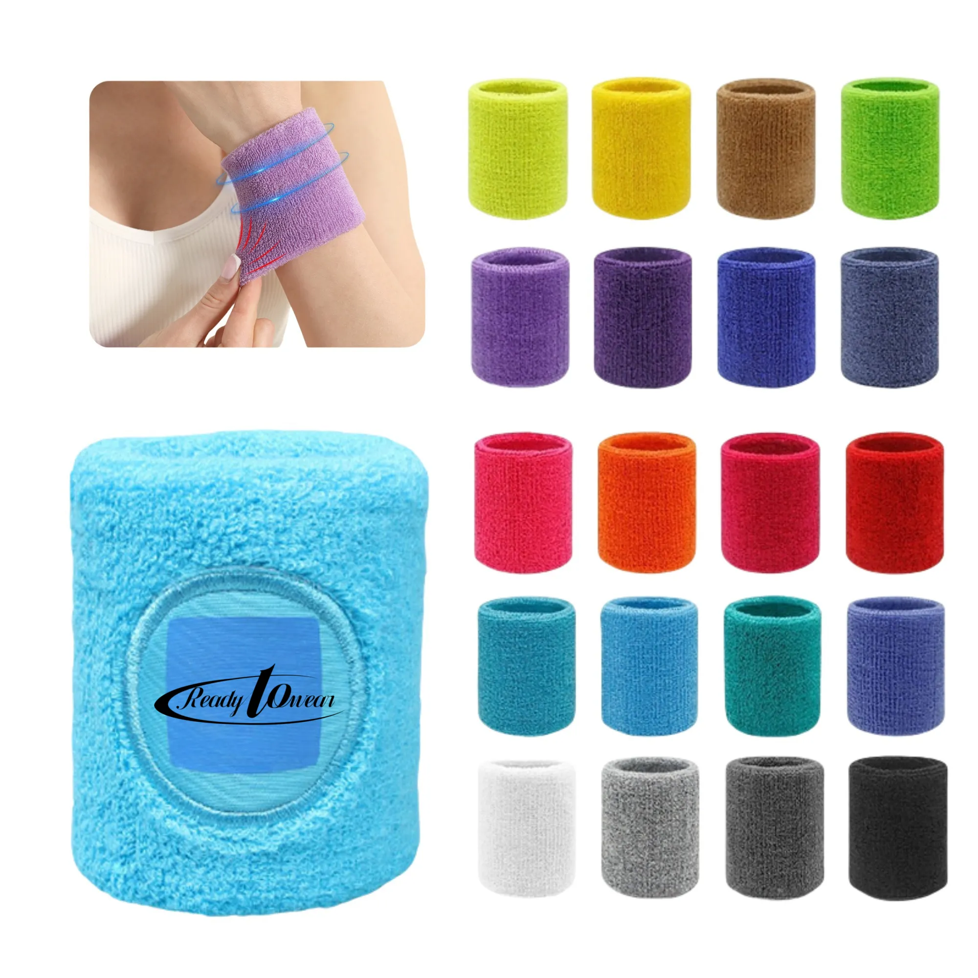 Fabric Logo Sweat-Wicking Sports Wristbands