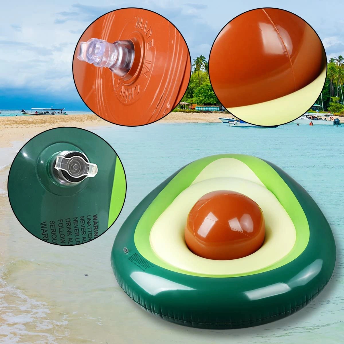 Giant Inflatable Avocado Pool Floatie with Ball 2