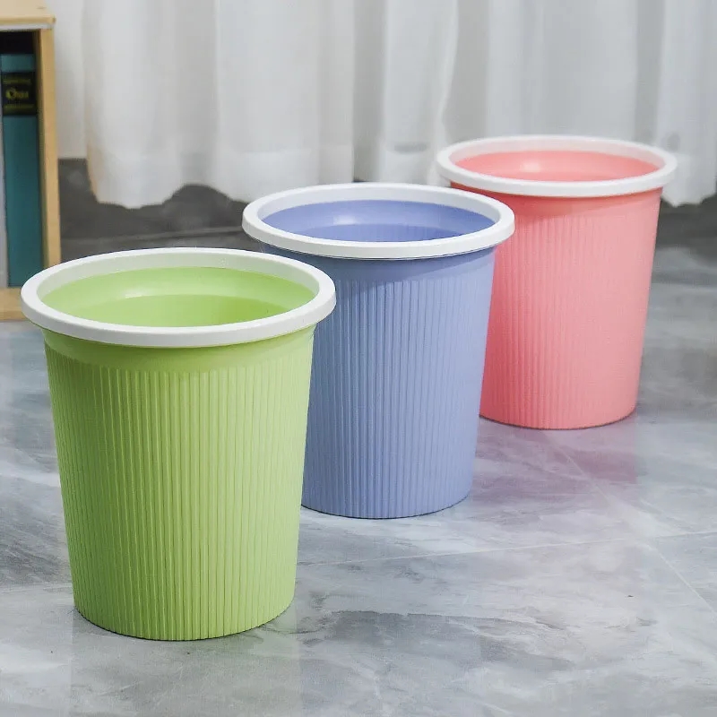 Plastic Cylinder Trash Can, promotional household item with logo imprint 2