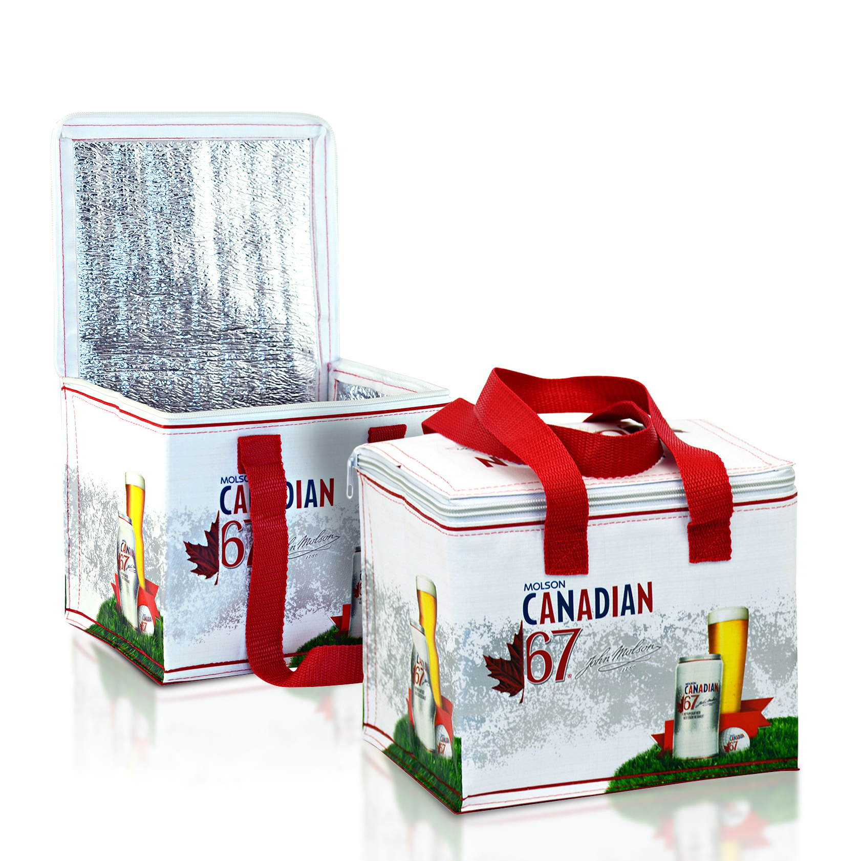Custom Full-Color 145g Laminated Woven Insulated 6-Can Cooler Bag 8"x6.5"x6.75" 1