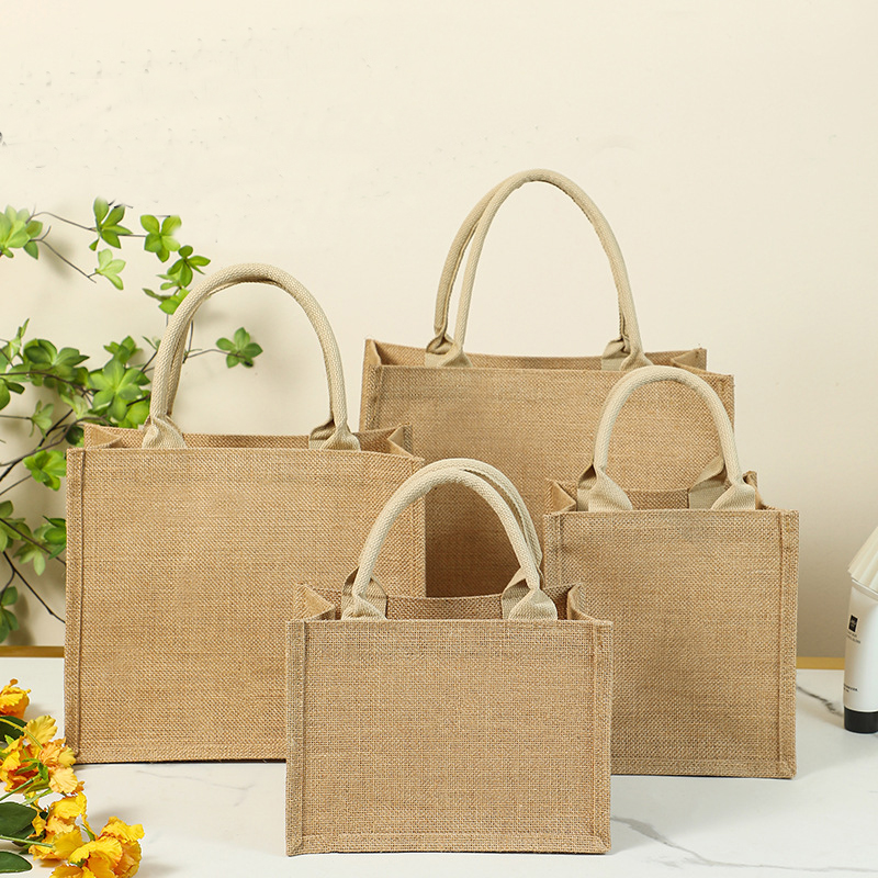Jute Shopping Handbag, custom tote bag with logo imprint 2