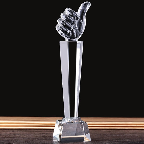 Crystal Thumbs Up Trophy 6