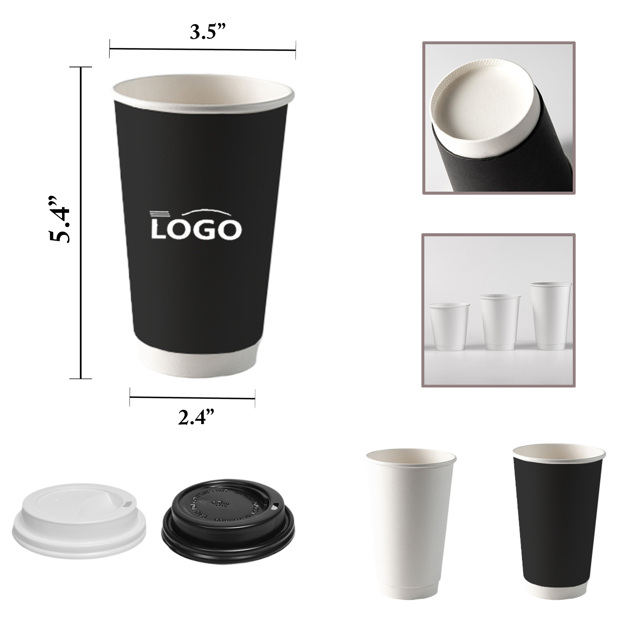 MOQ500 Double-Walled Insulated Coffee Cups Thick Design 2