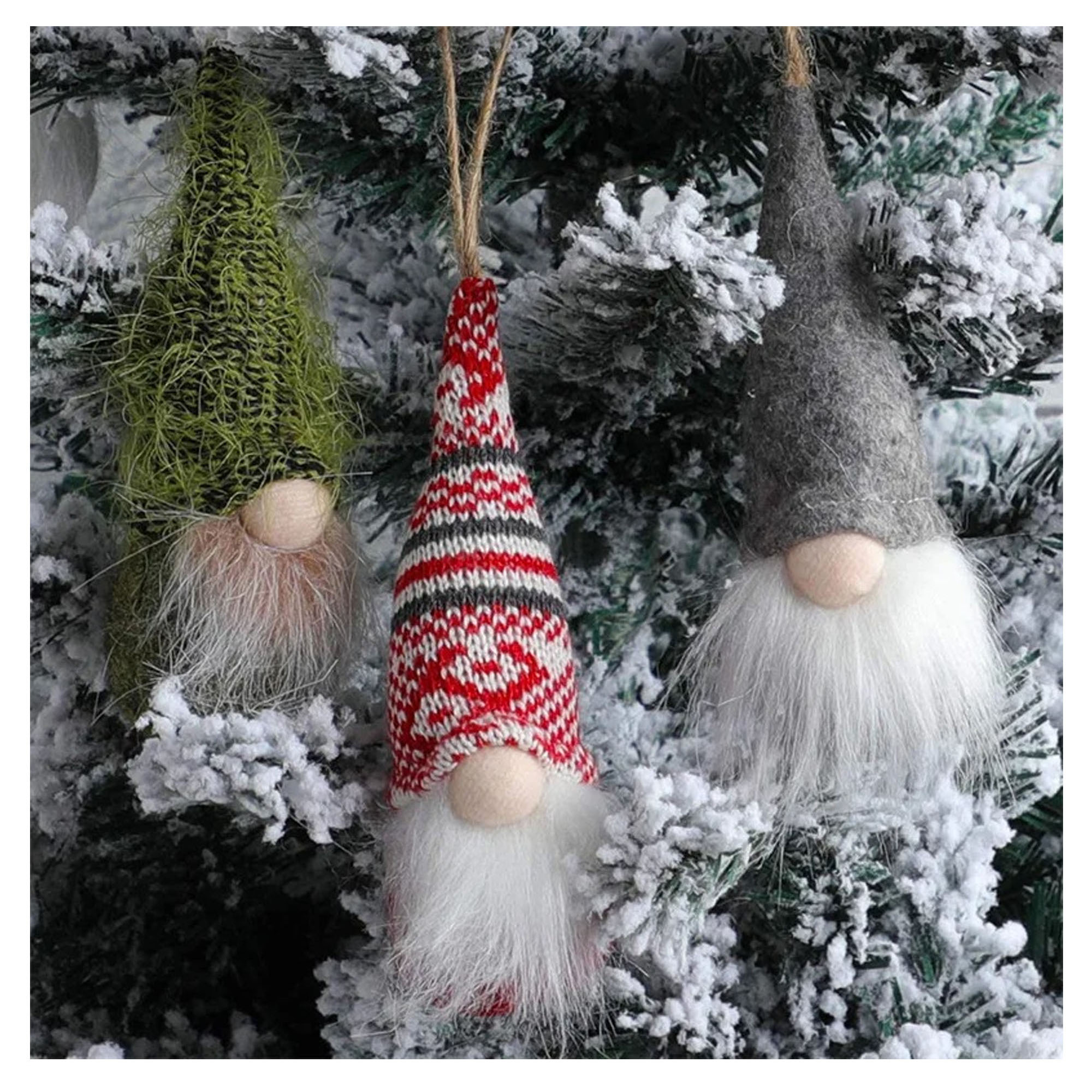 Whimsical Christmas Tree Gnome Hanging Ornaments 2
