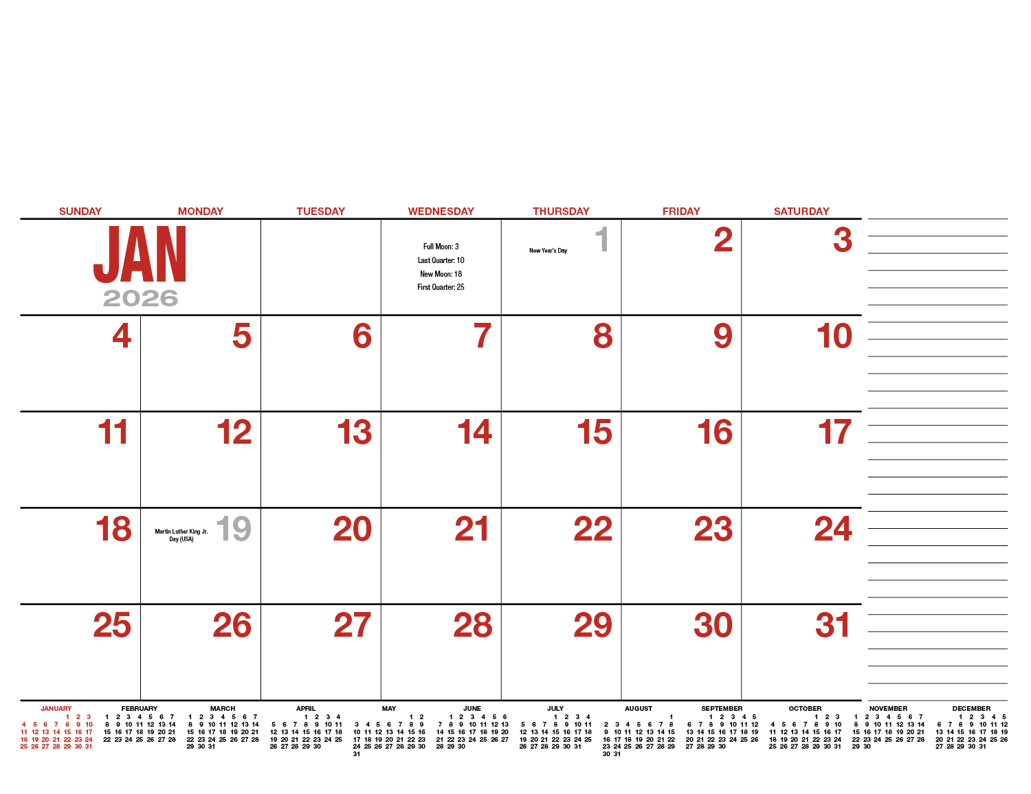 HotLine® Products 13-Month Desk Pad Calendar 61