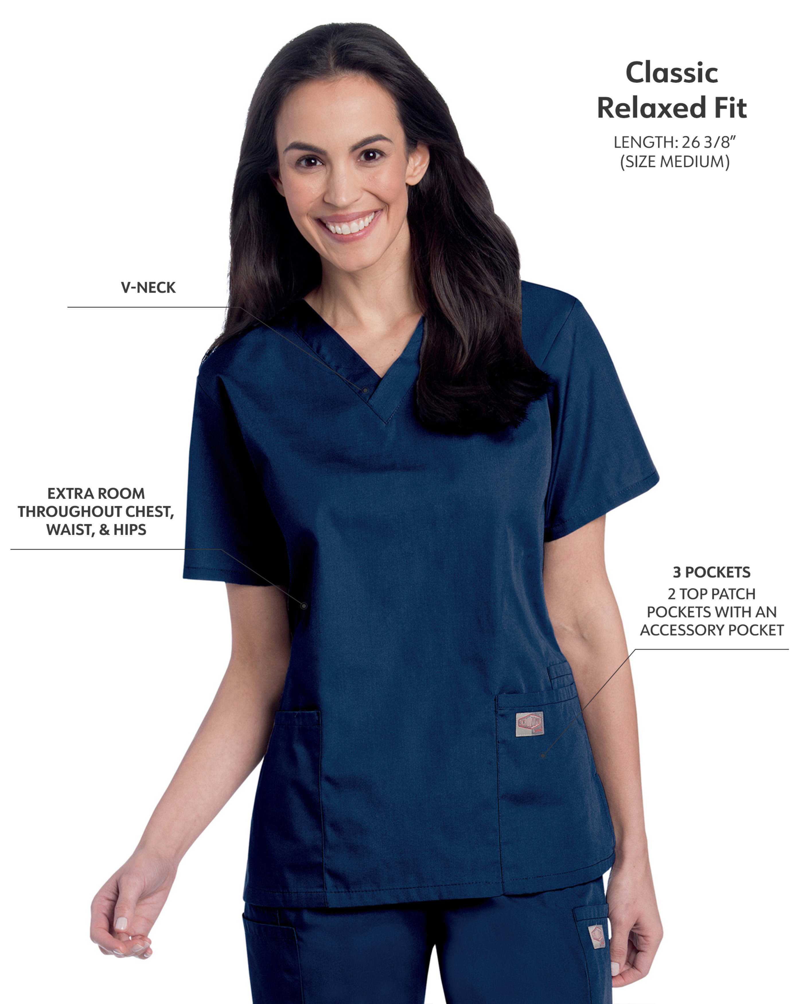 Landau - ScrubZone - Women's Three-Pocket Clean Back V-Neck Top 13