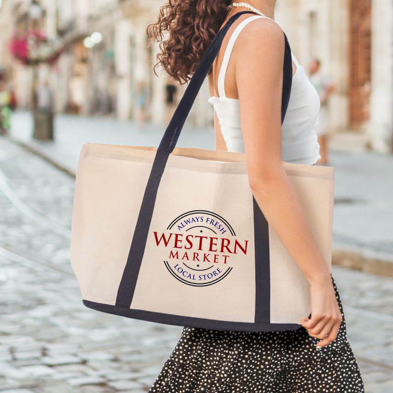 Custom Two Tone Cotton Canvas Tote Bags, custom tote bag with logo imprint 8
