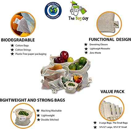 Eco-friendly Drawstring Organic Cotton Mesh Bags 8