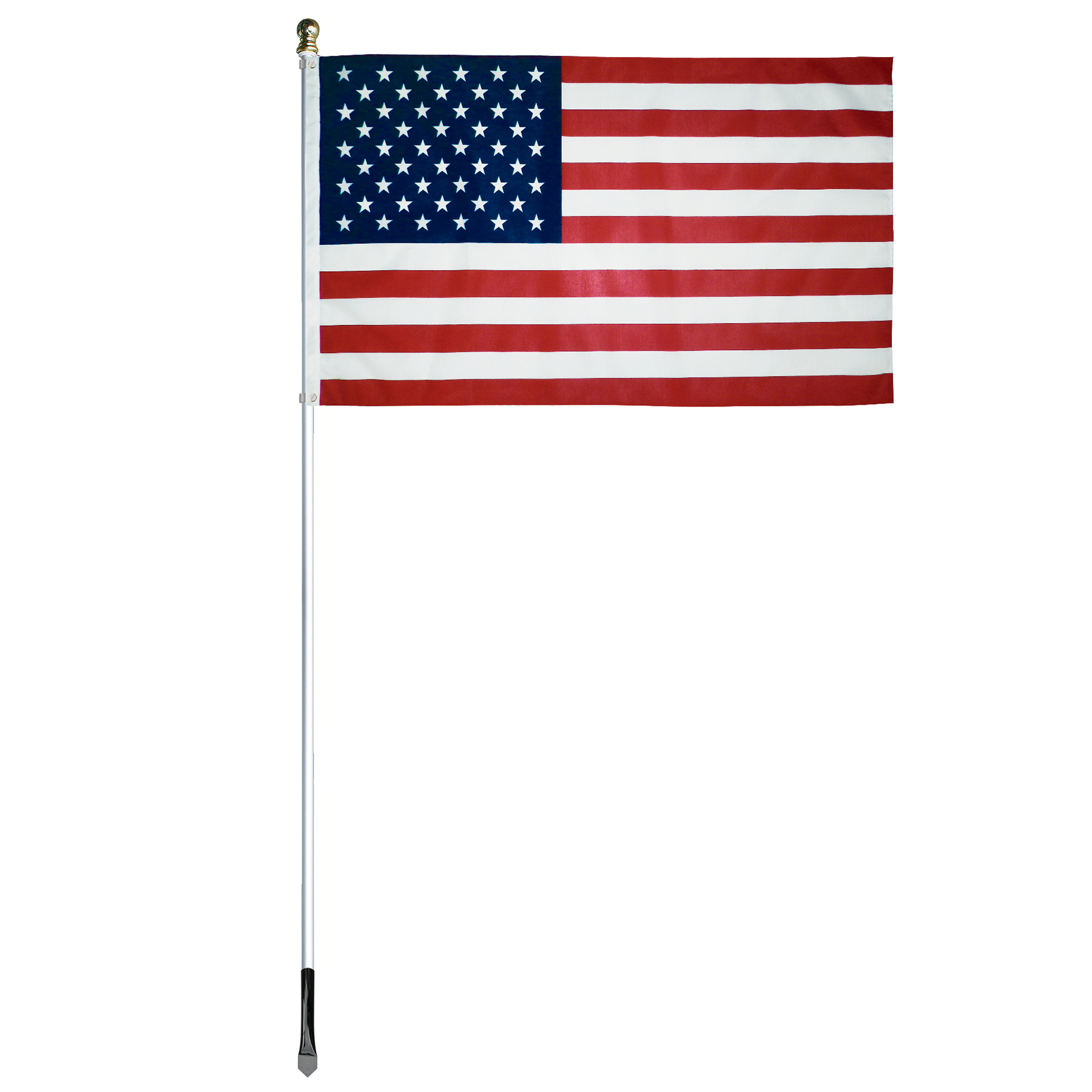8' Silver Inground Economy Aluminum Display Pole w/ 3' x 5' Printed US Flag 4