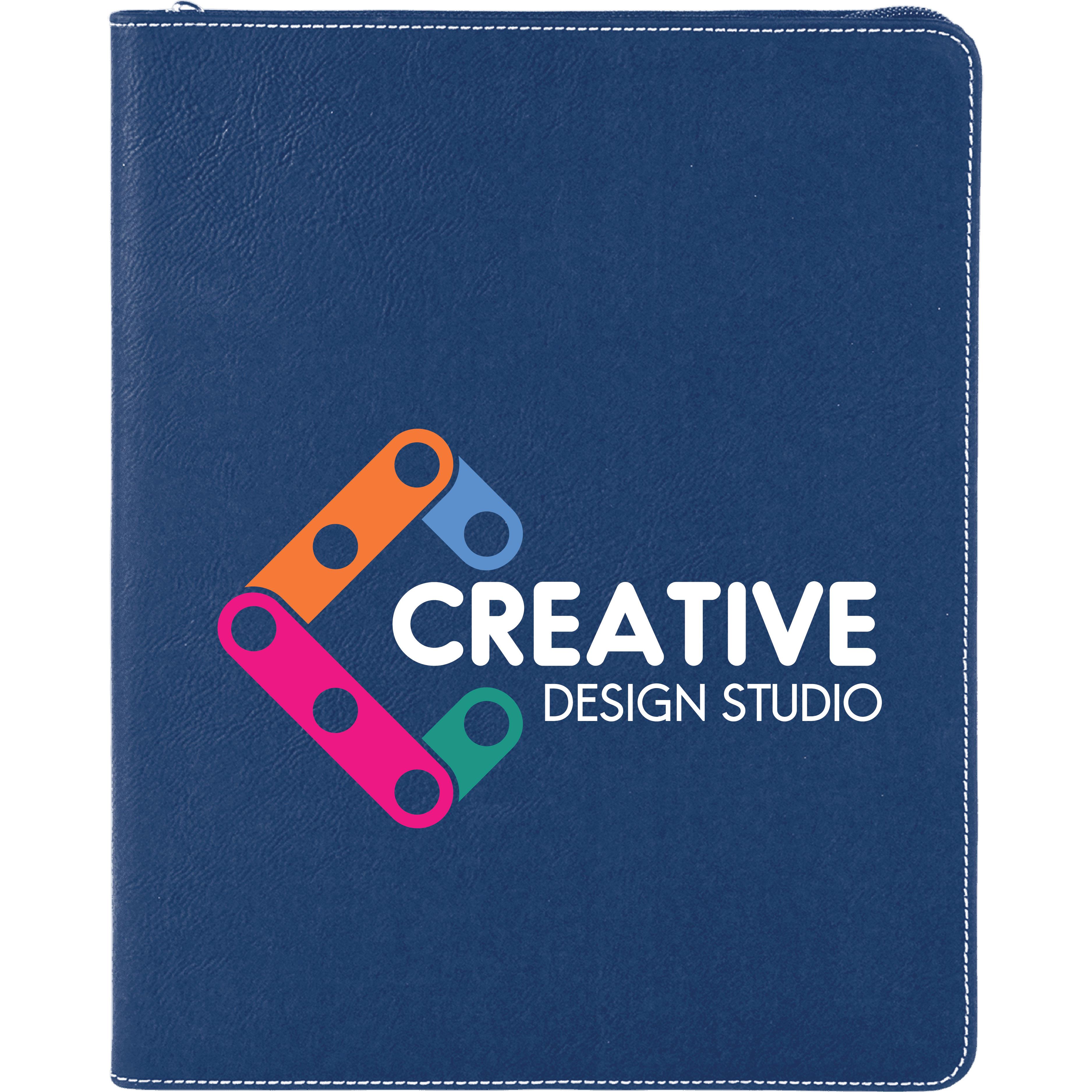 9" x 12" Leatherette Blue/Silver Portfolio with Zipper 10