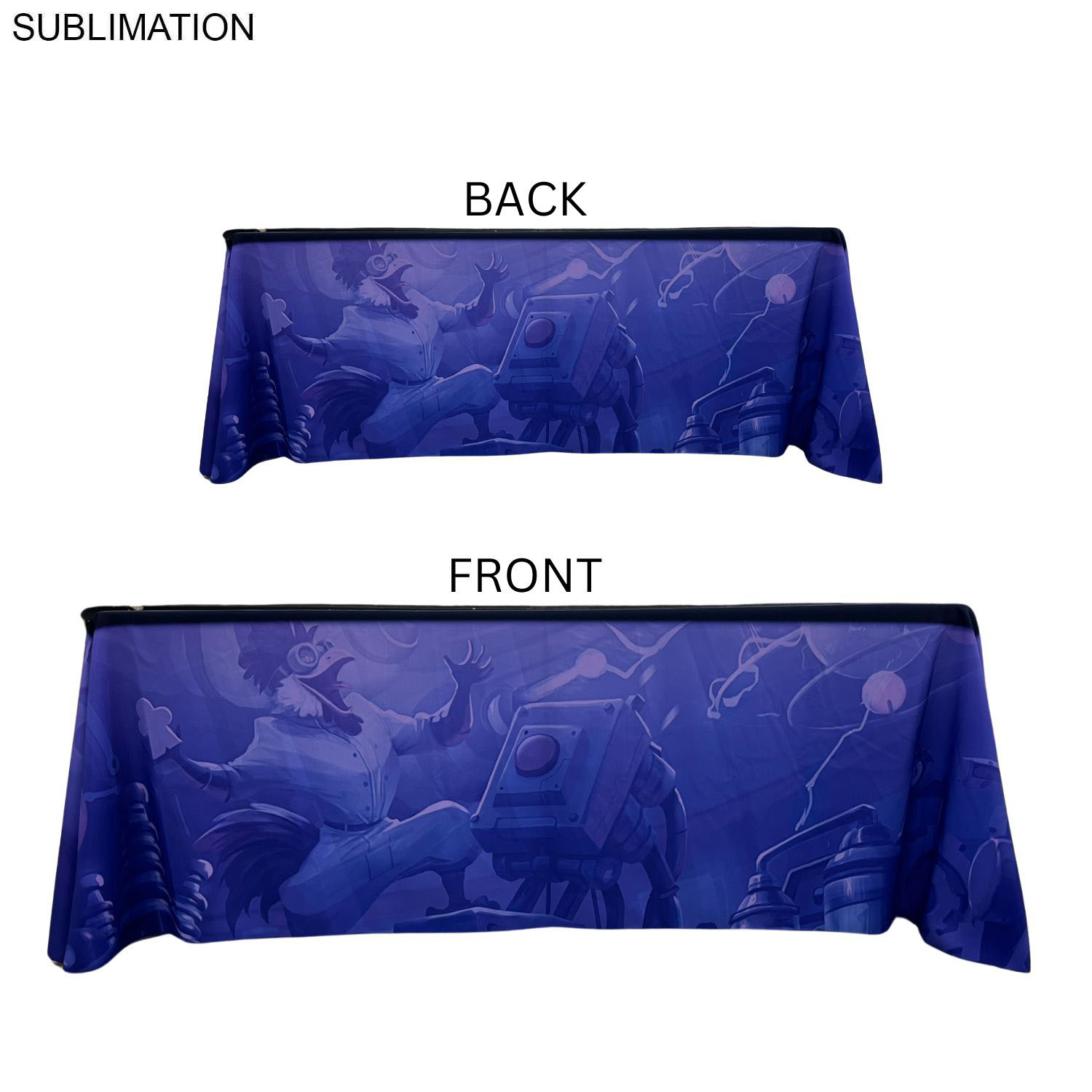 24Hr Express Ship - 6' LazerCut 4-Sided Sublimated Tablecloth, Drape Style, Closed Back 19