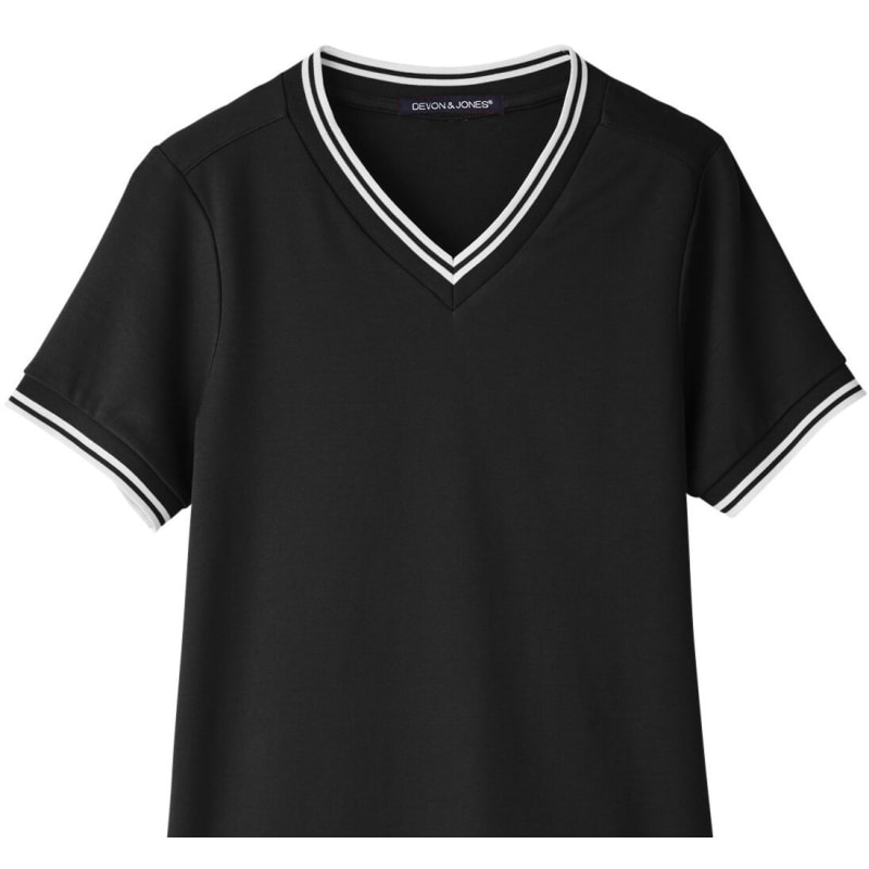 Devon & Jones Ladies' CrownLux Performance™ Plaited Tipped V-Neck Polo 26