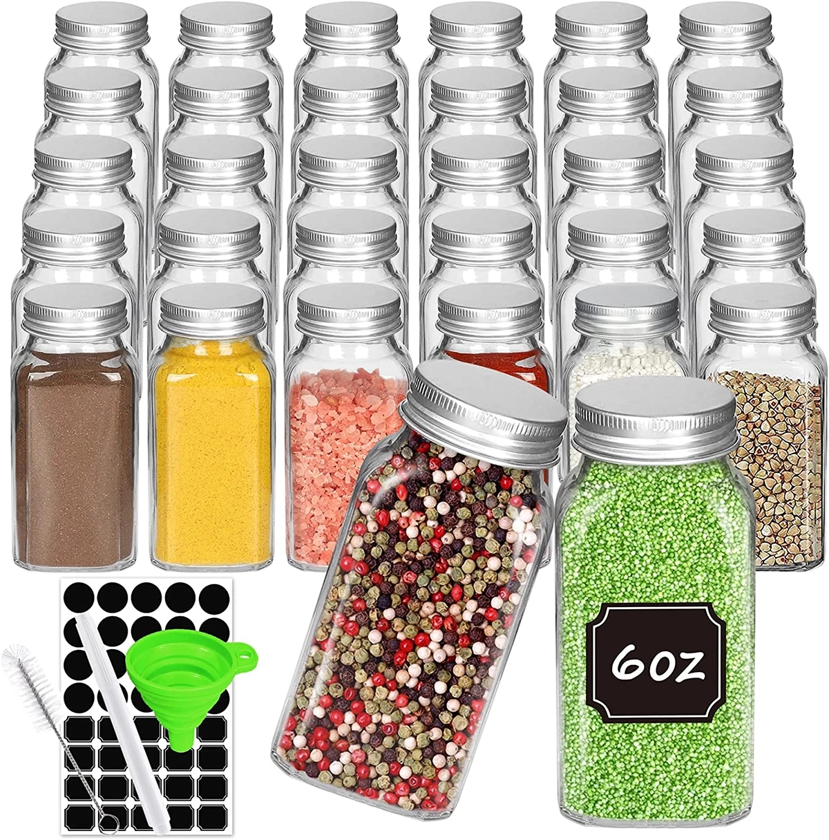 6Oz Glass Spice Jars With Labels 30 Pcs 2