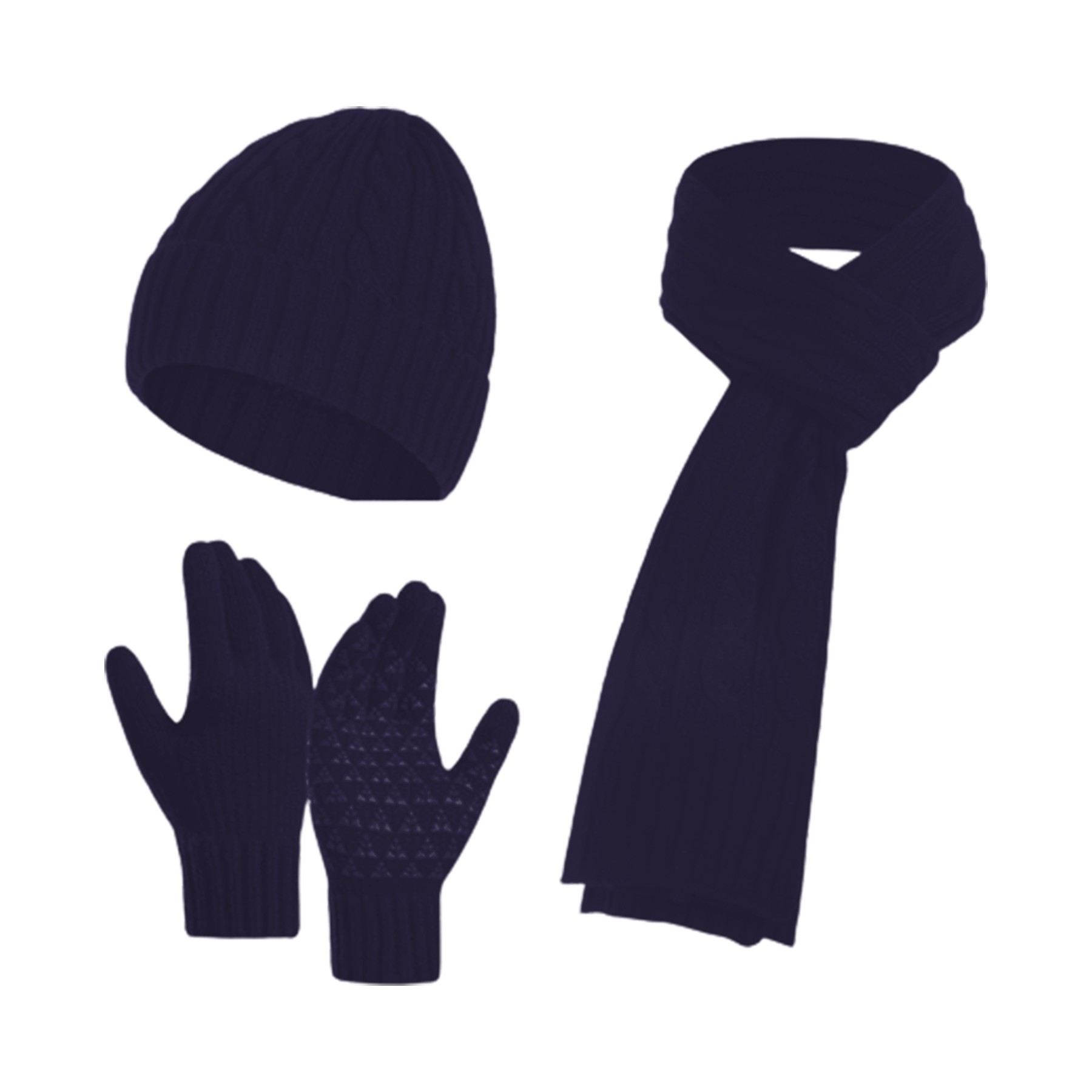 Classic Twisted Design Scarf Gloves Hat Set 2