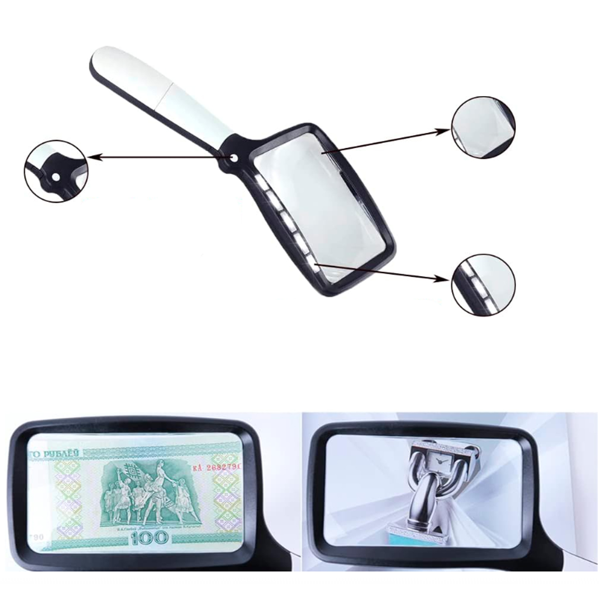 Large Rectangular Handheld Magnifier with Light 6