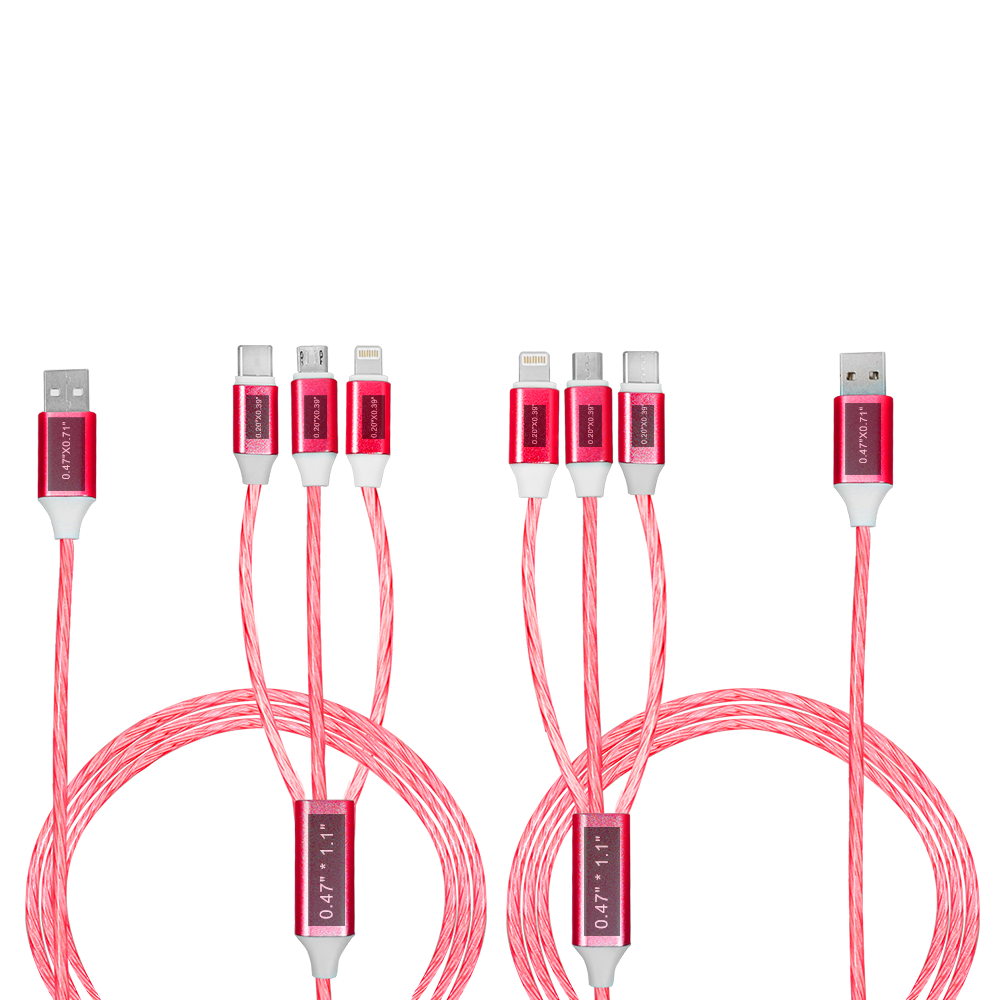 Calumet 4ft, 3in1 LED Flowing Charging Cables with Type C, Android and IOS 28