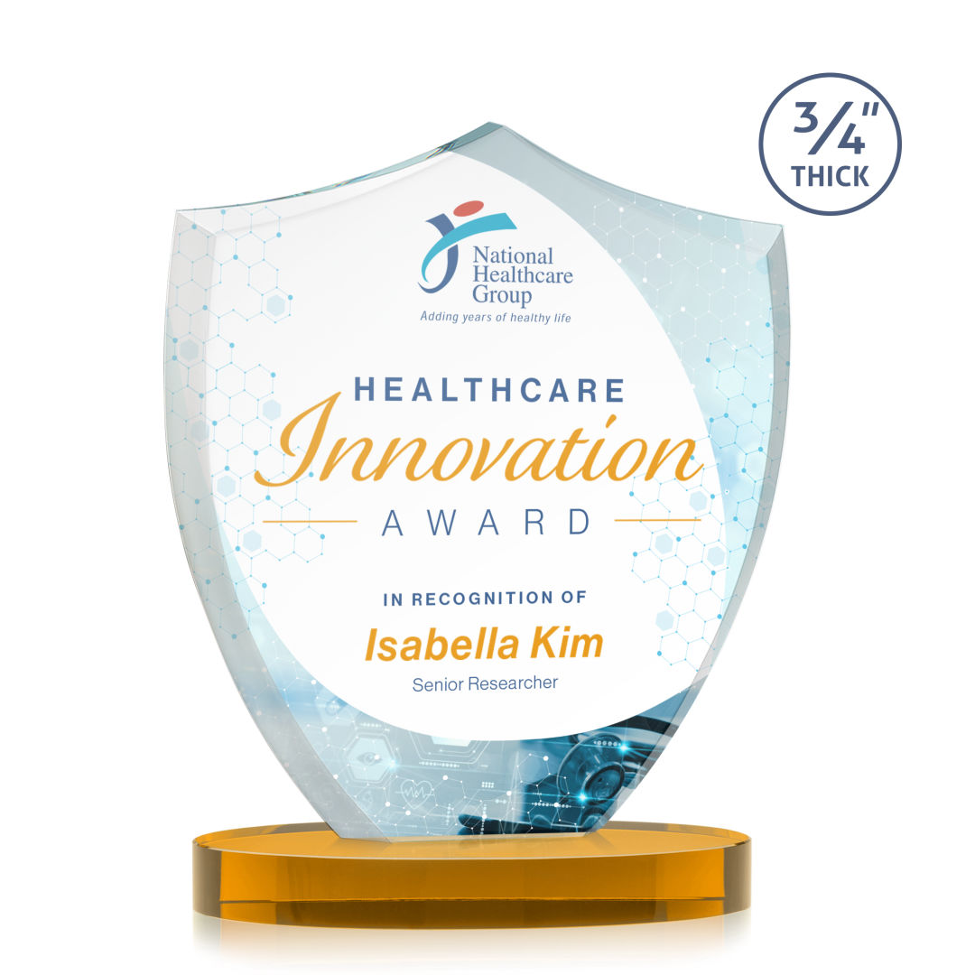 Scudo Shield VividPrint™ Award on Alberton Base - Amber 6
