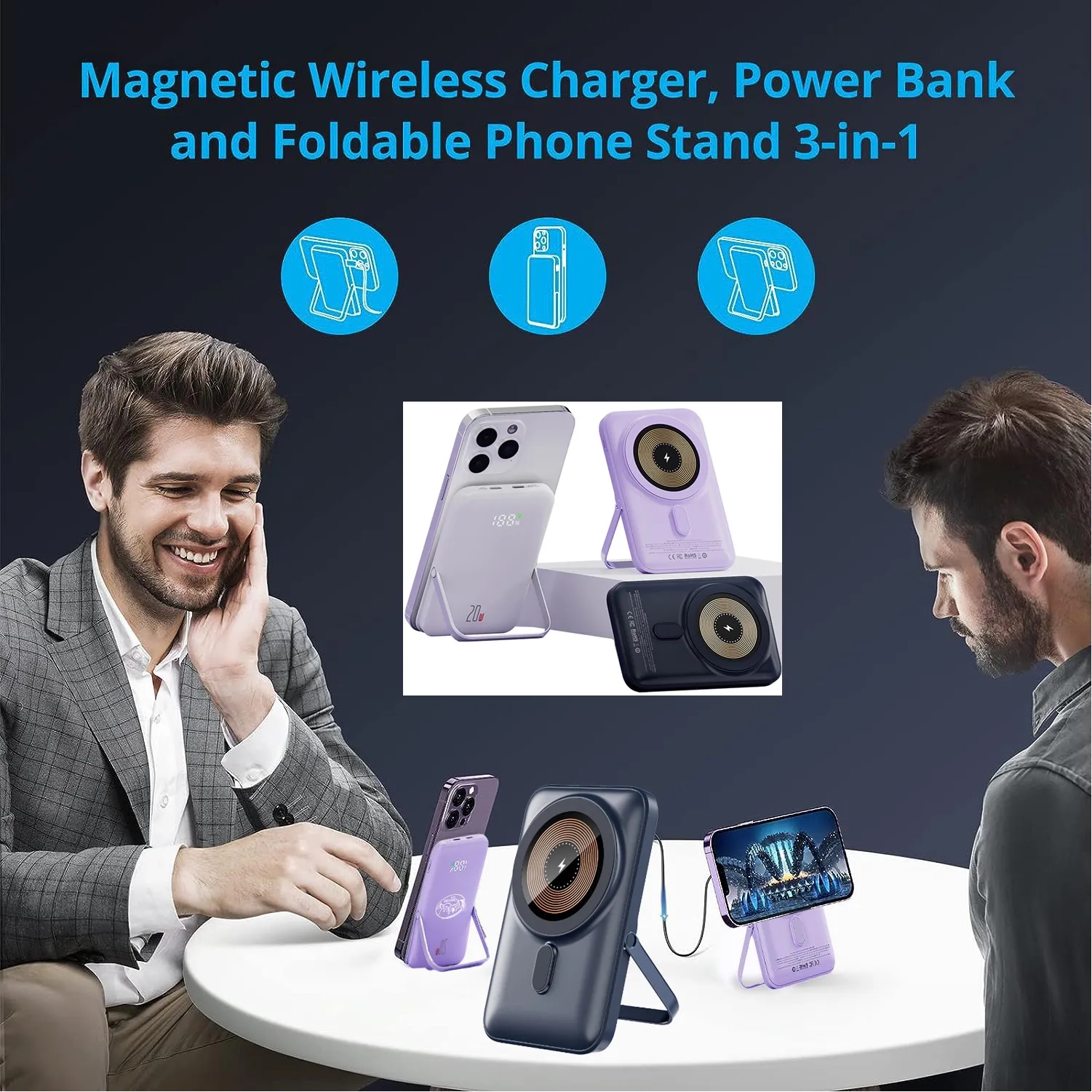 PD 20W MagSafe Battery Pack w/ LED Display & Foldable Stand 2
