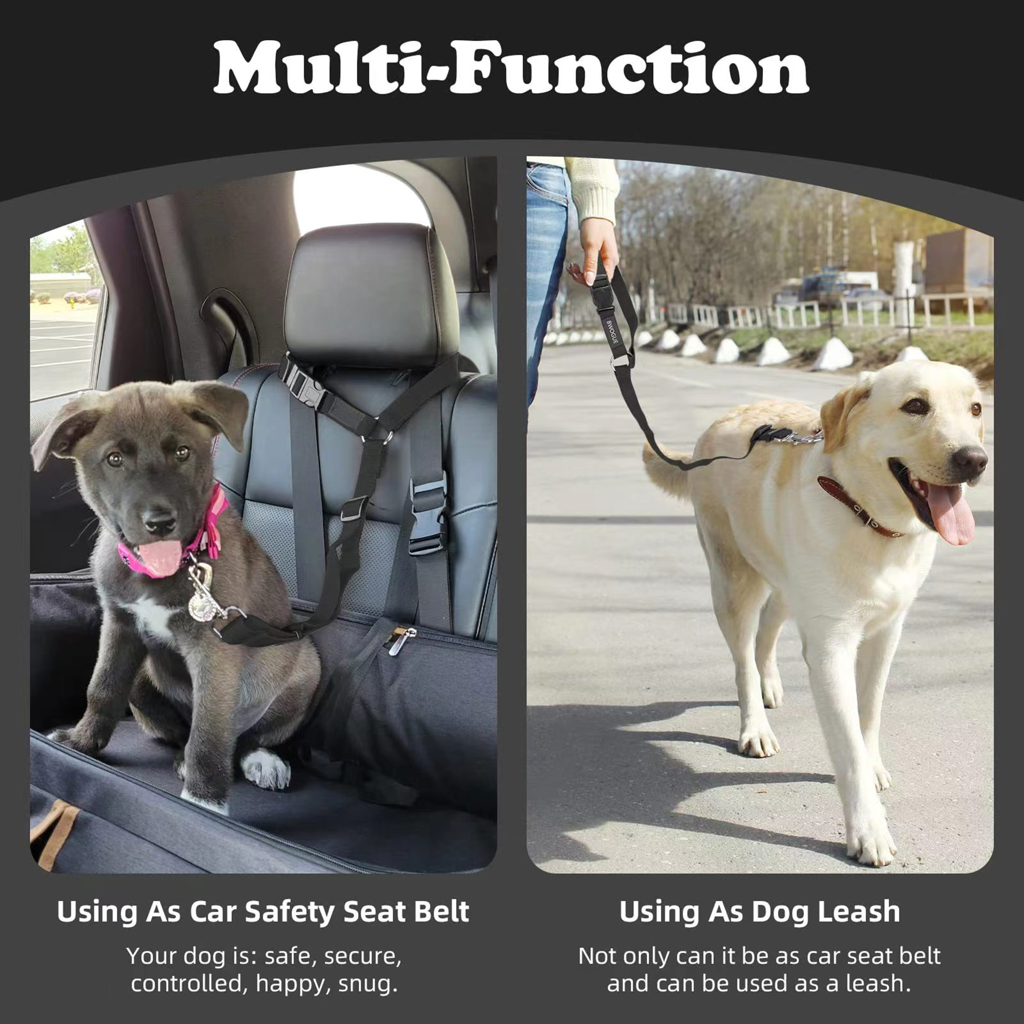 2 Packs Adjustable Dog Cat Safety Seat Belt In Car 5