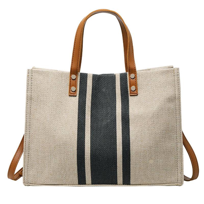 Woven Label Straw Tote Bag With Leather Belt 2