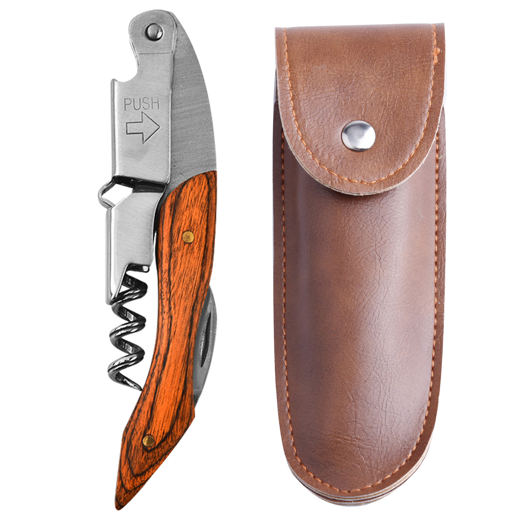 Wine Bottle Opener& Corkscrew Tool With Leather Case 5