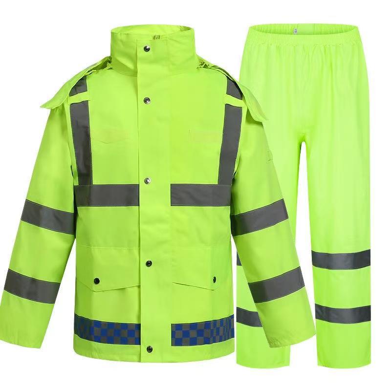 300D Oxford Waterproof Reflective Raincoat Suit 4