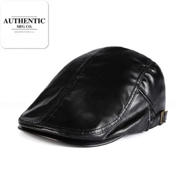 Autumn Winter PU Leather Beret Hat 1