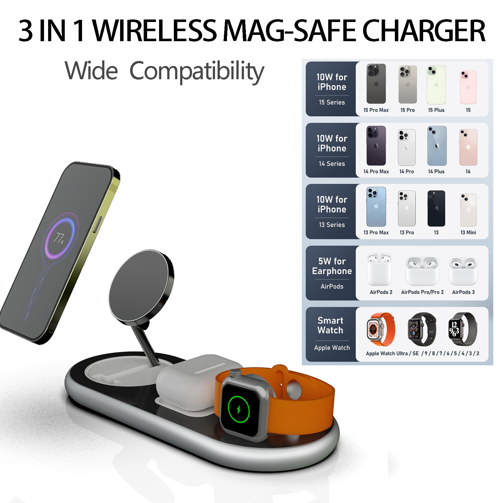 3-In-1 Strong Magnetic Snap Fast Wireless Charging Station 6