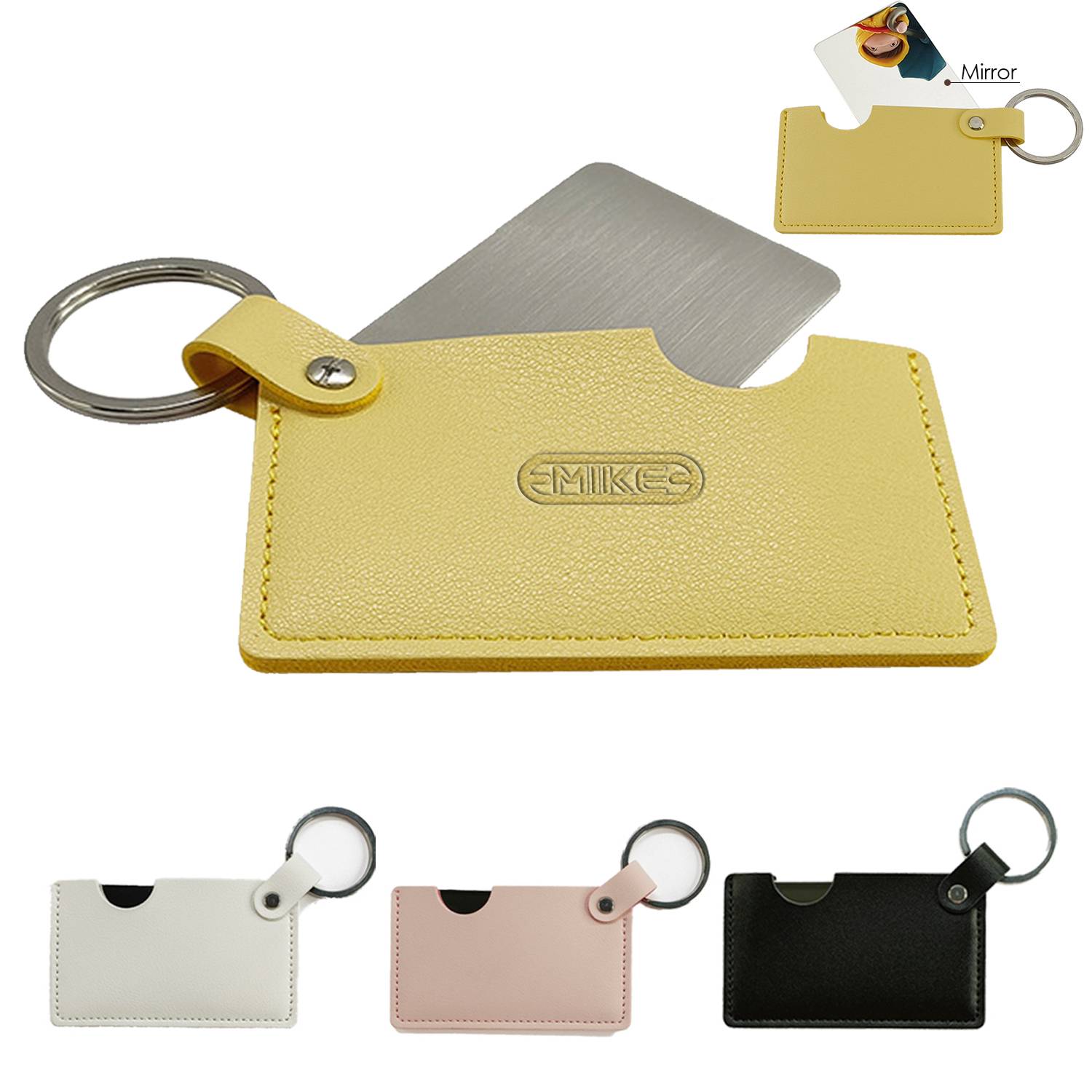 Travel Leather Pocket Mini Mirror with Key Chain 2