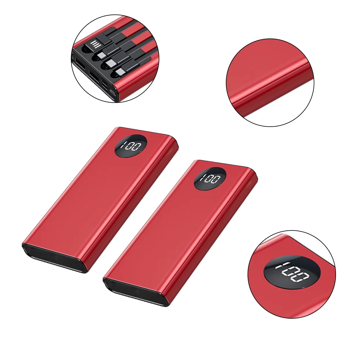 Slim Power Bank with Integrated Charging Cables 2