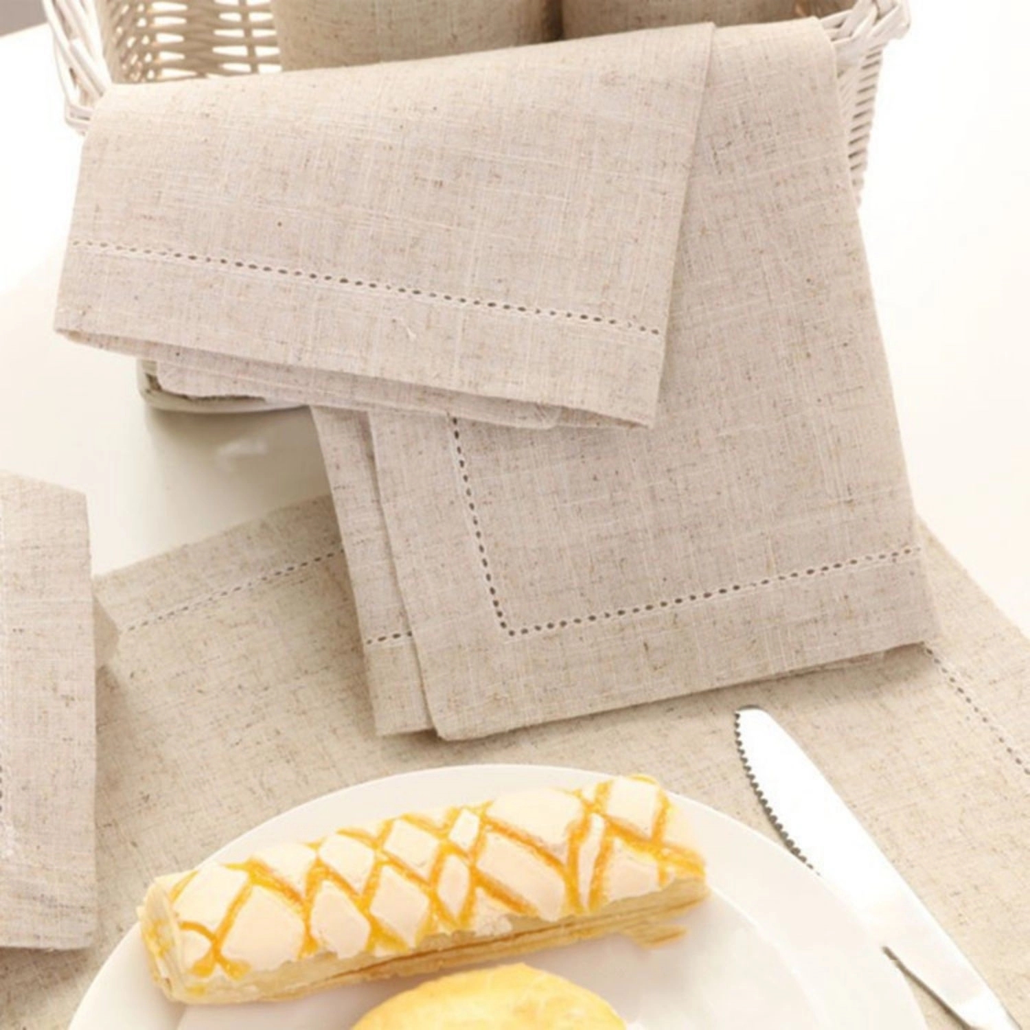 Cotton Linen Hem Stitch Dinner Napkins 20 X 20 Inch 5