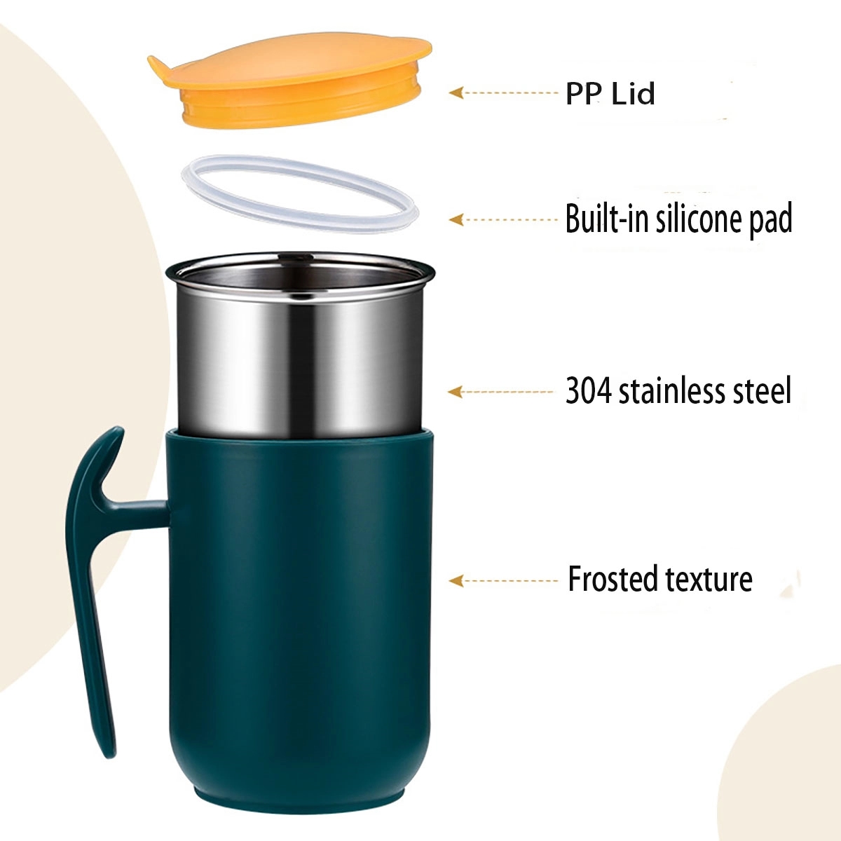 Stainless Steel Coffee Mug With Lid And Handle 2
