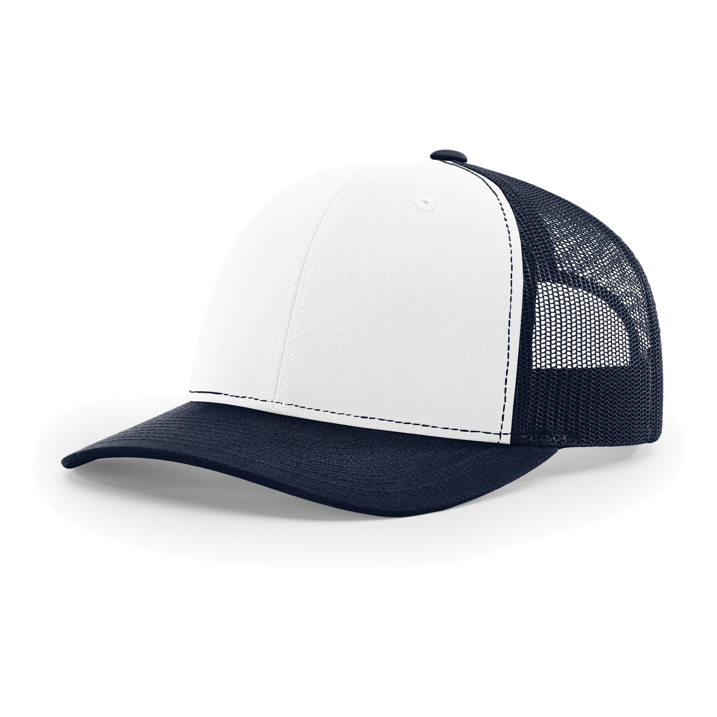 Richardson 112 6-Panel Snapback Trucker Hat w/Leatherette Adhesive Patches or Embroidery 128