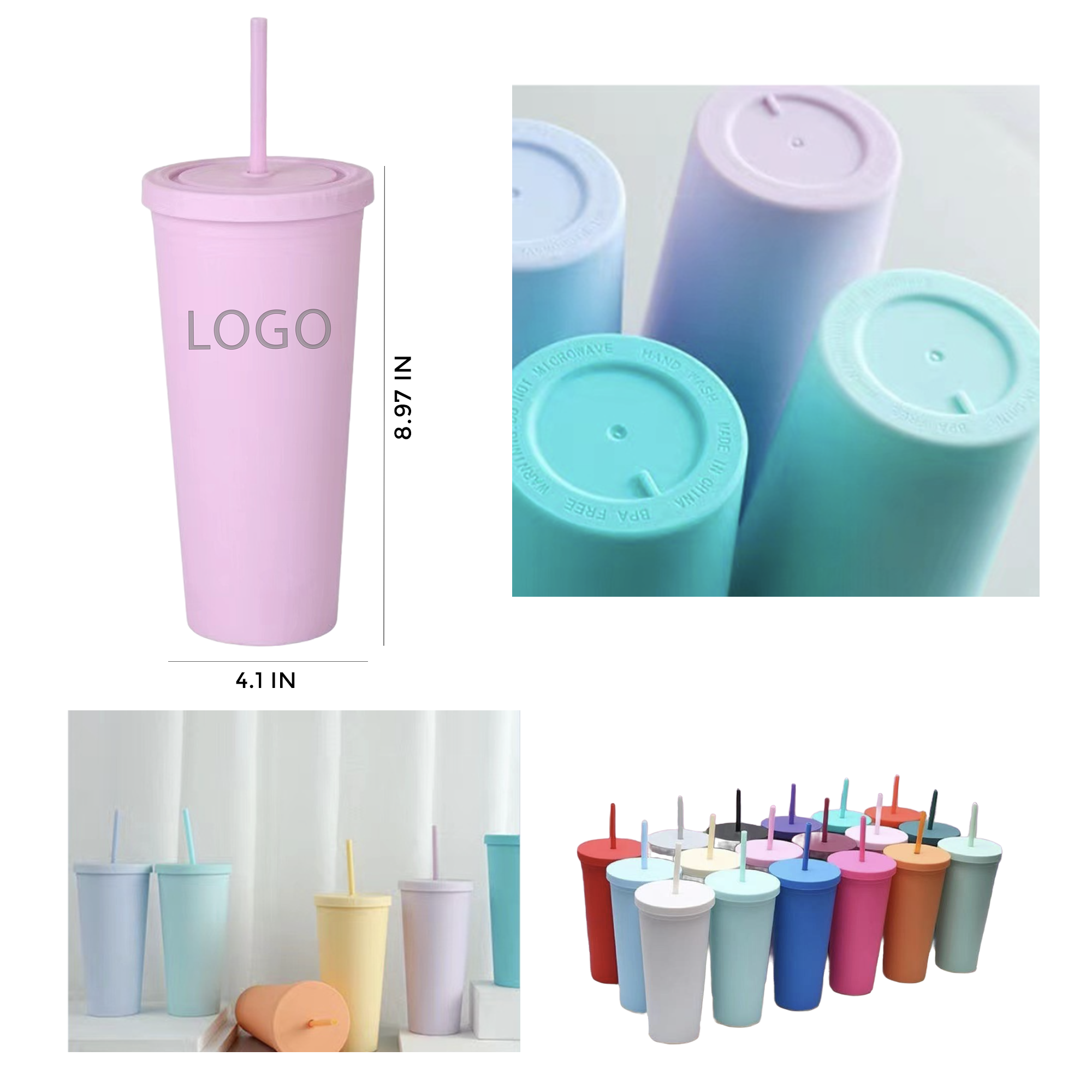 MOQ 10 Pcs Spacious 24oz Plastic Straw Cup 2