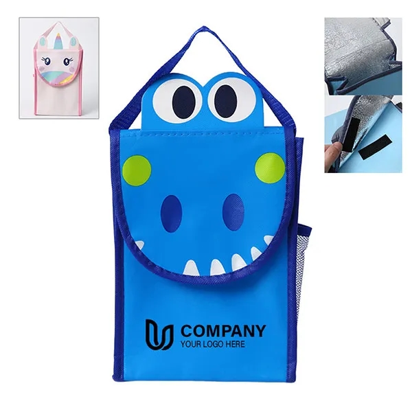 Kids Polyester Lunch Bag With Bottle mesh pocket 2