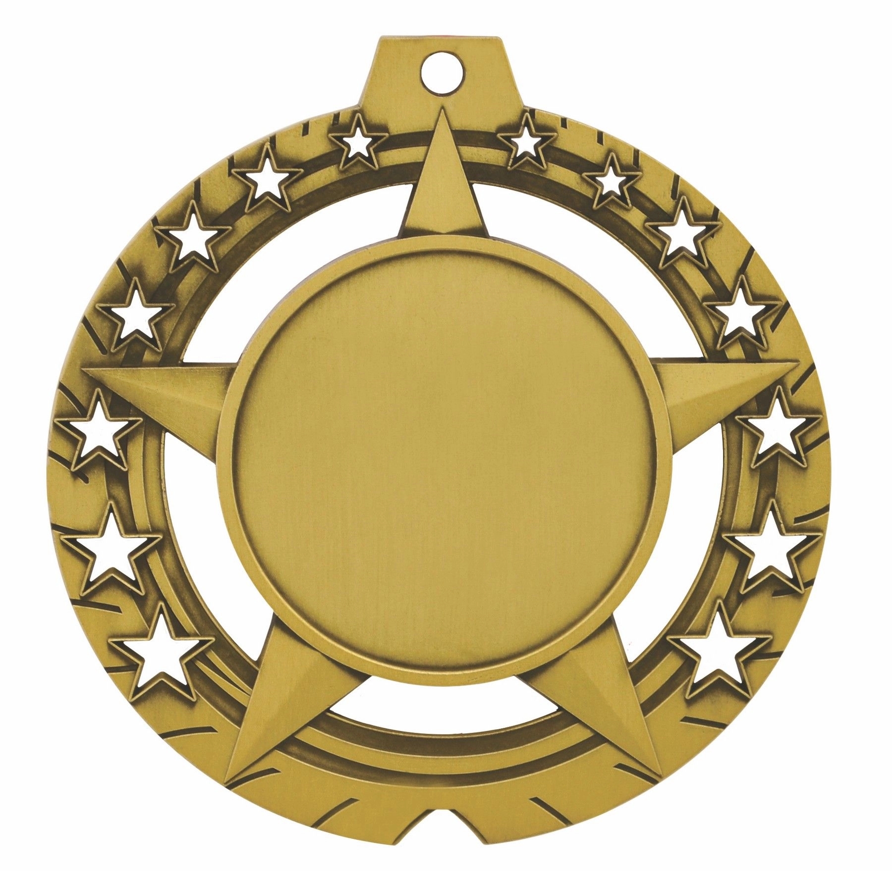 3 3/4" Antique Gold Star Insert Medal 6