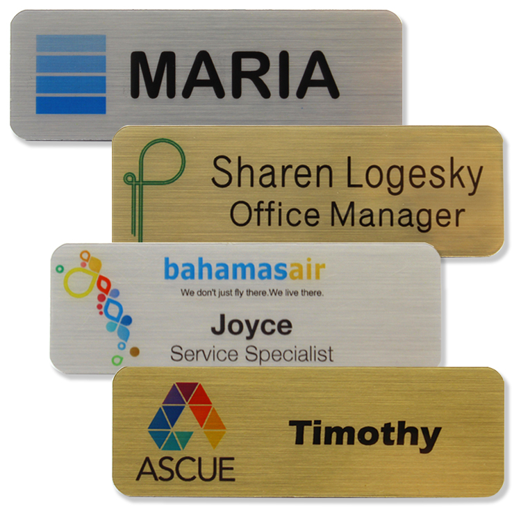 The Zeus full color metallic plastic name badge 1"x3" 2
