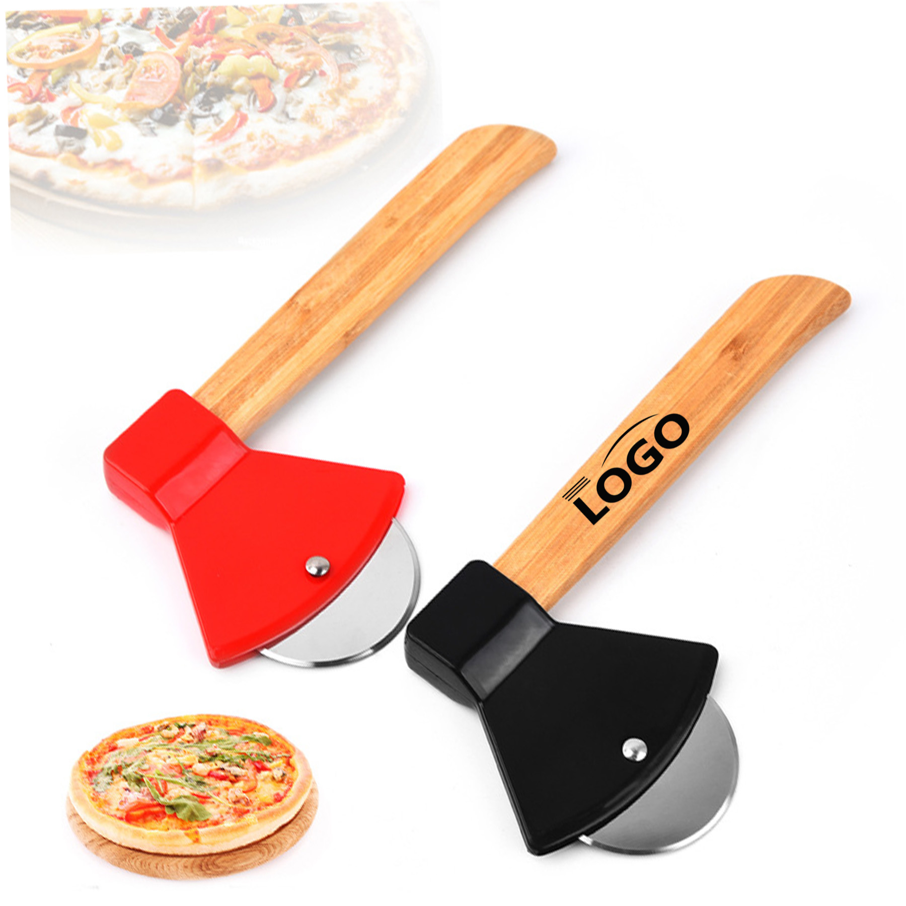 Pizza Cutter with Bamboo Handle 2
