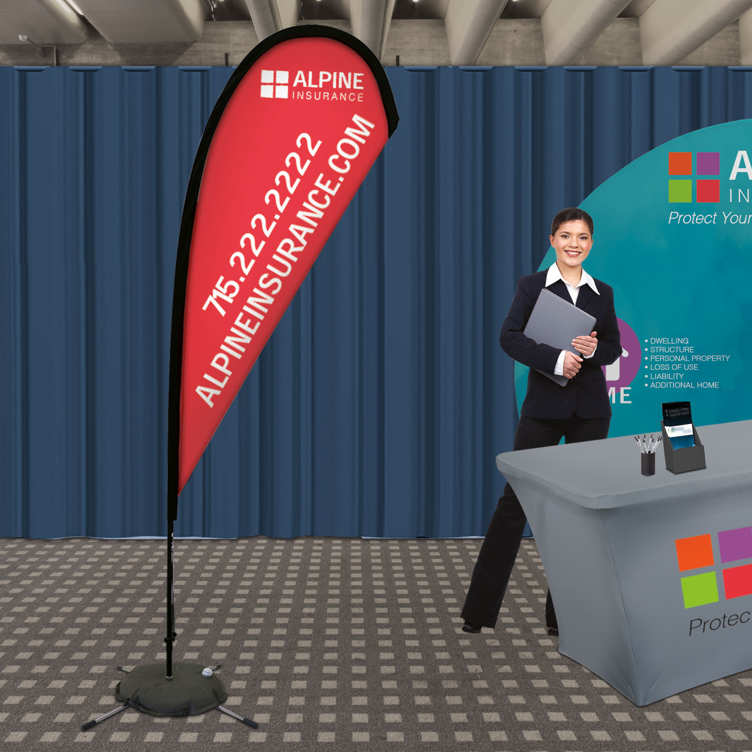 11.5' Premium Teardrop Sail Sign Kit (Single-Sided with Scissor Base) 7