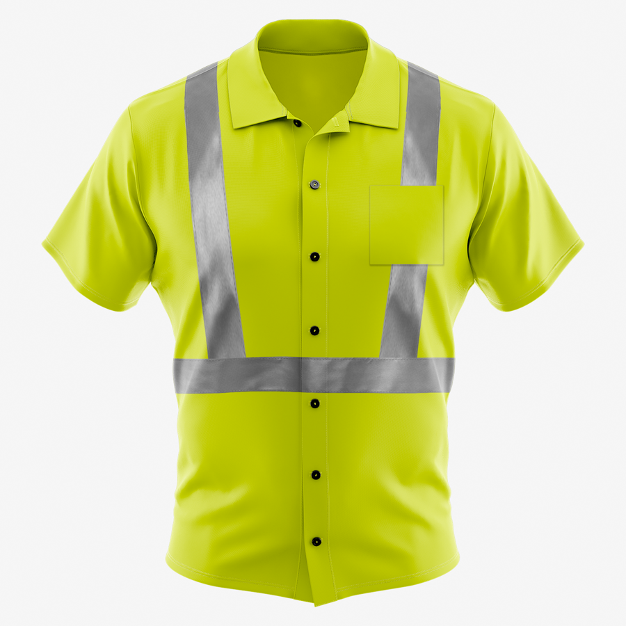 Sublimation Full-Button Poly Shirt w/ Reflective Tape - Men, Women, Kids 15