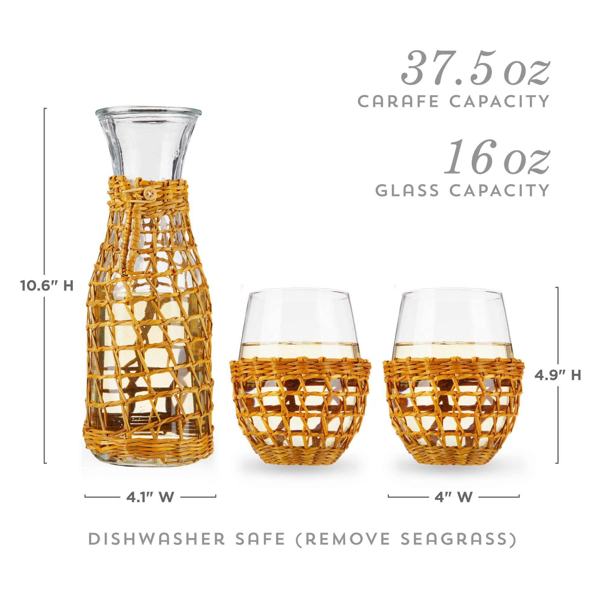 Twine Living® Island Carafe & Stemless Wine Glass Set 1