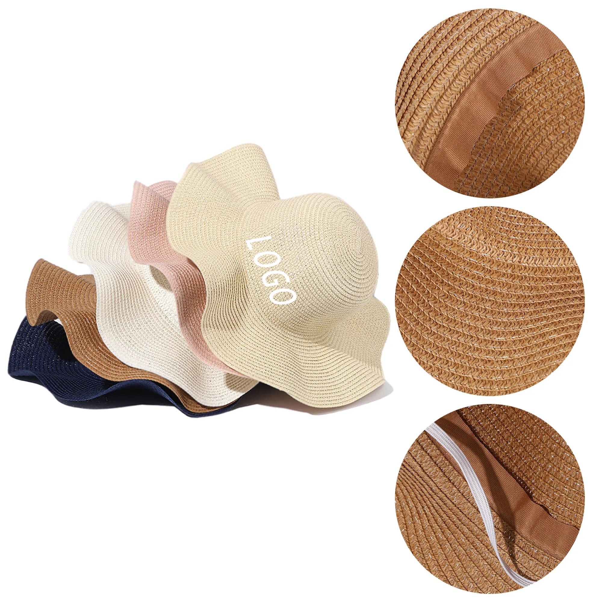 Full-Coverage Sun Hat With Logo For Beach, Hawaiian, Travel