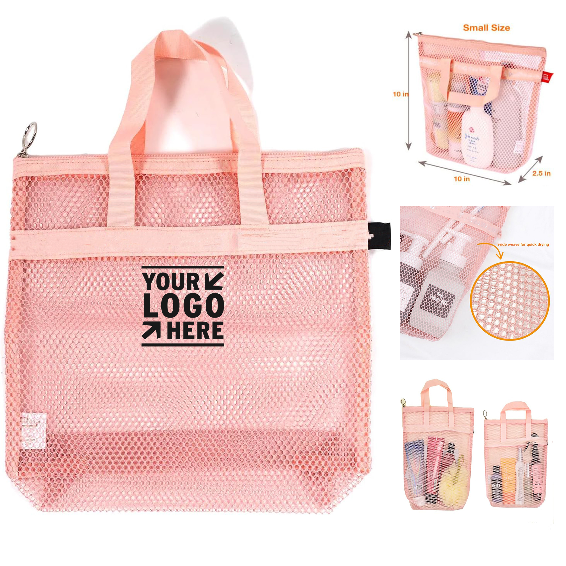 10"x10"x 2.5" Gym Swim Mesh Travel Shower Caddy Tote Bag