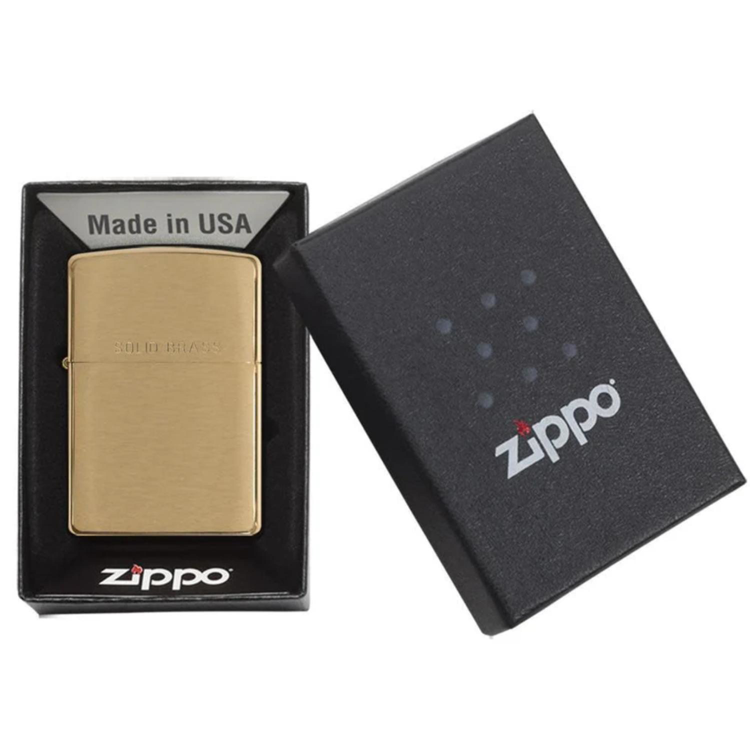 Zippo® USA-Made Windproof Classic Brushed Brass Lighter 1