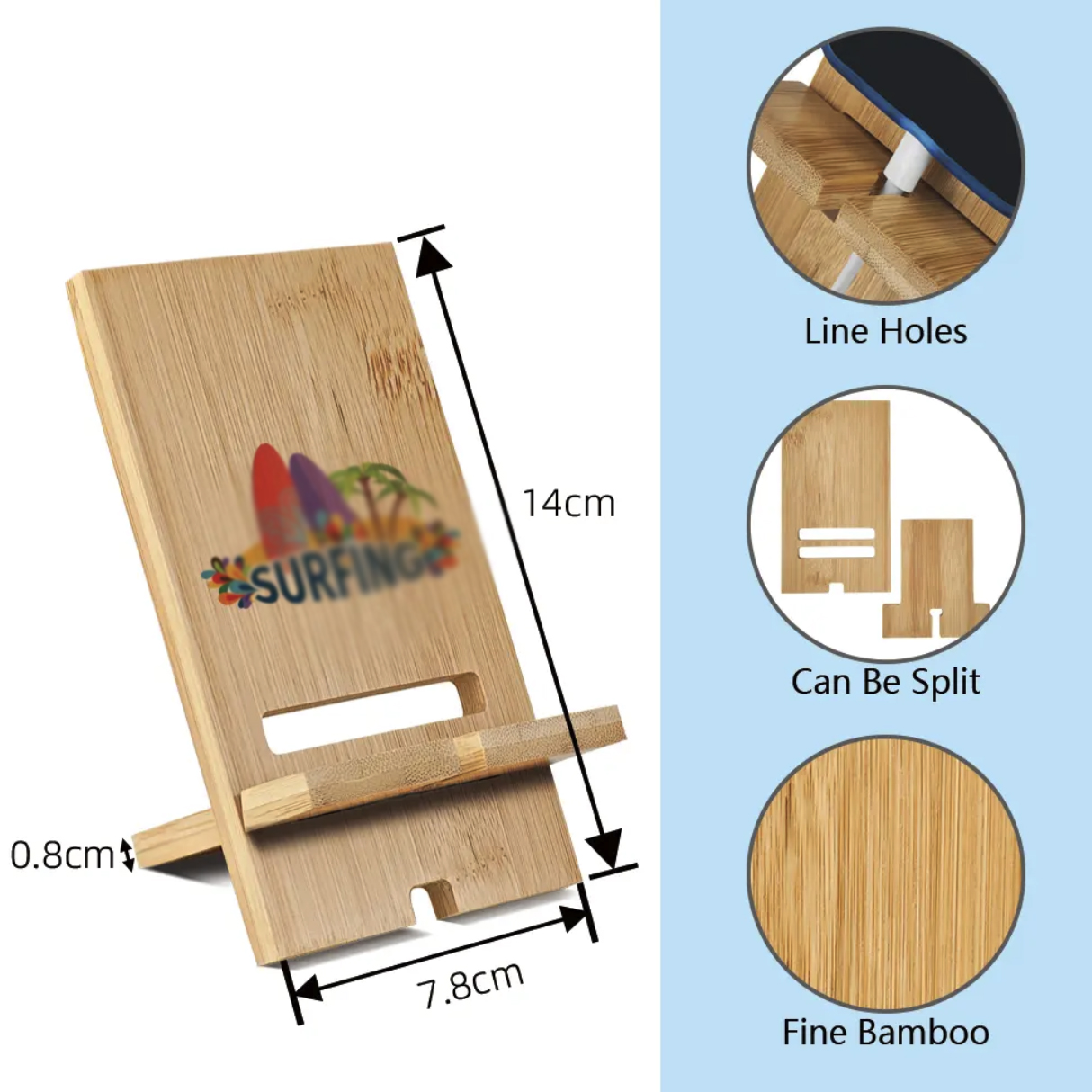 Desktop Wooden Mobile Phone Holder Natural Bamboo 1