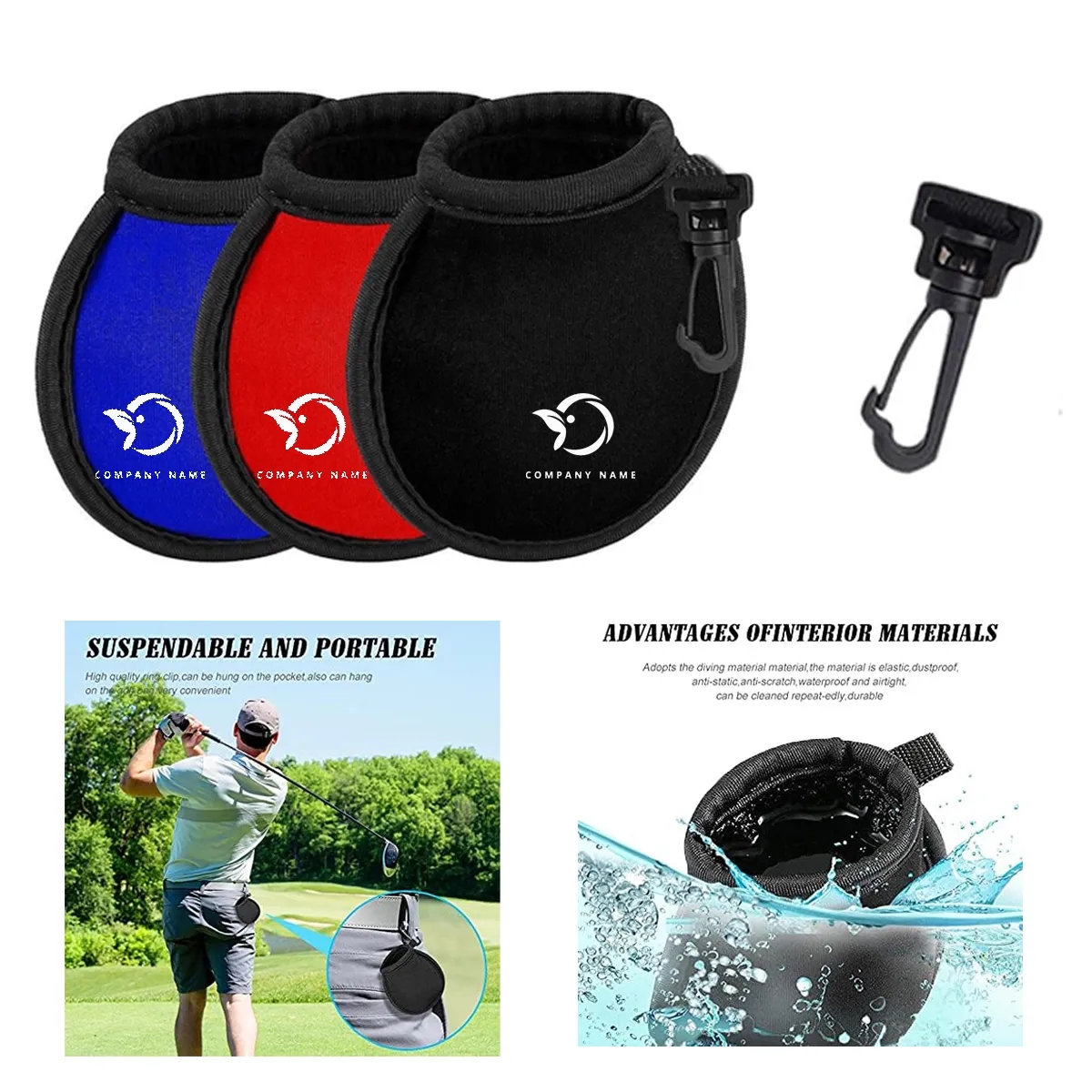 Colorful Golf Ball Pouch With Hook 3