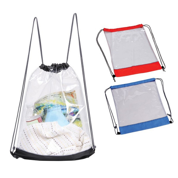 Clear Drawstring Backpack (13 3/8" x 16 9/16") 2