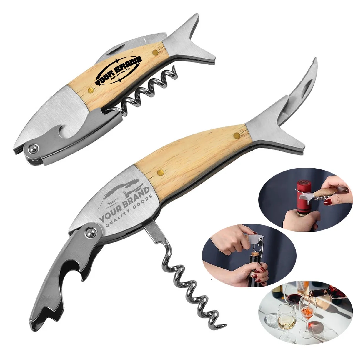Multifunctional Bottle Wine Opener Fish Shape Folding Knife 3