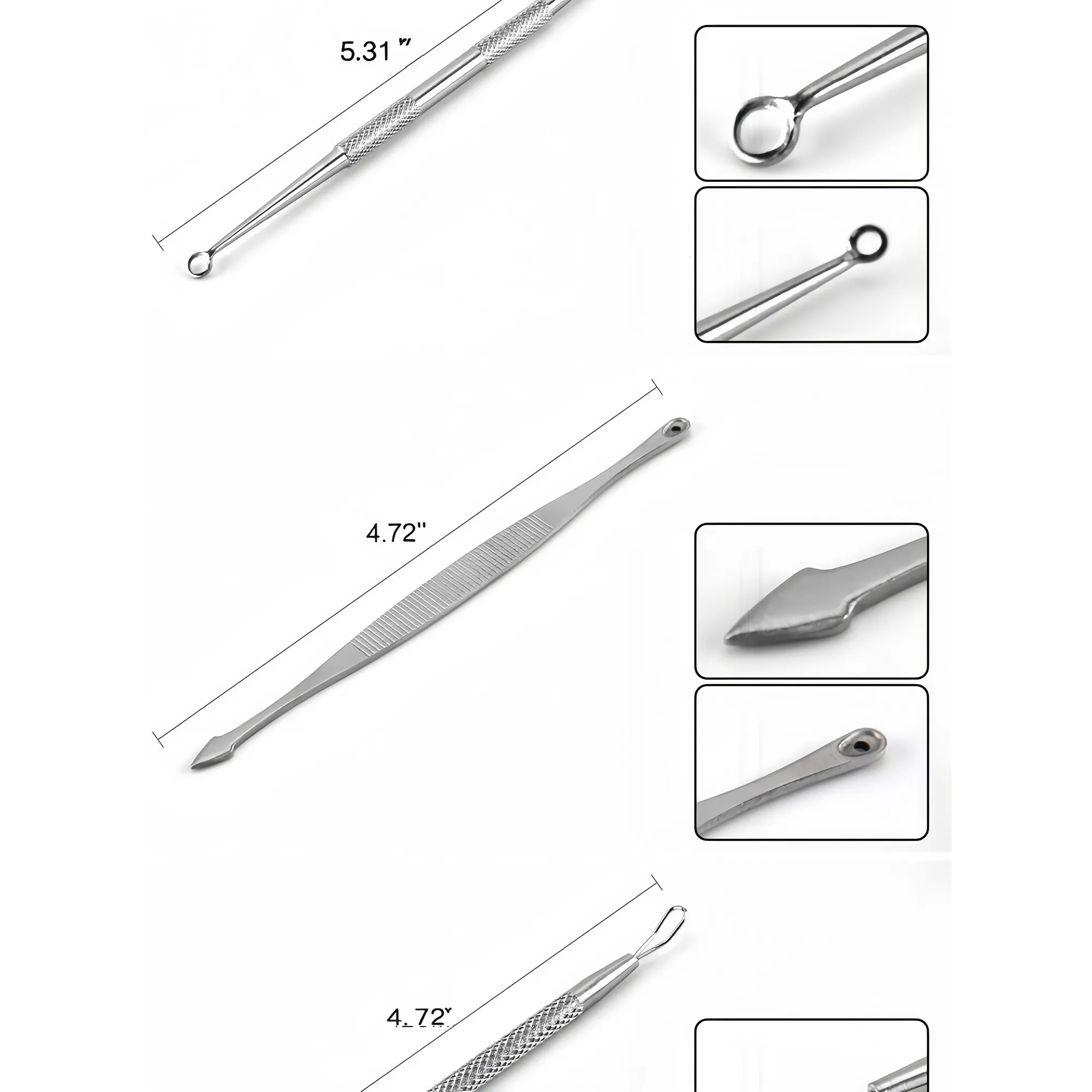 Surgical Steel Comedone Blackhead Extractor Tools Beauty Set 2